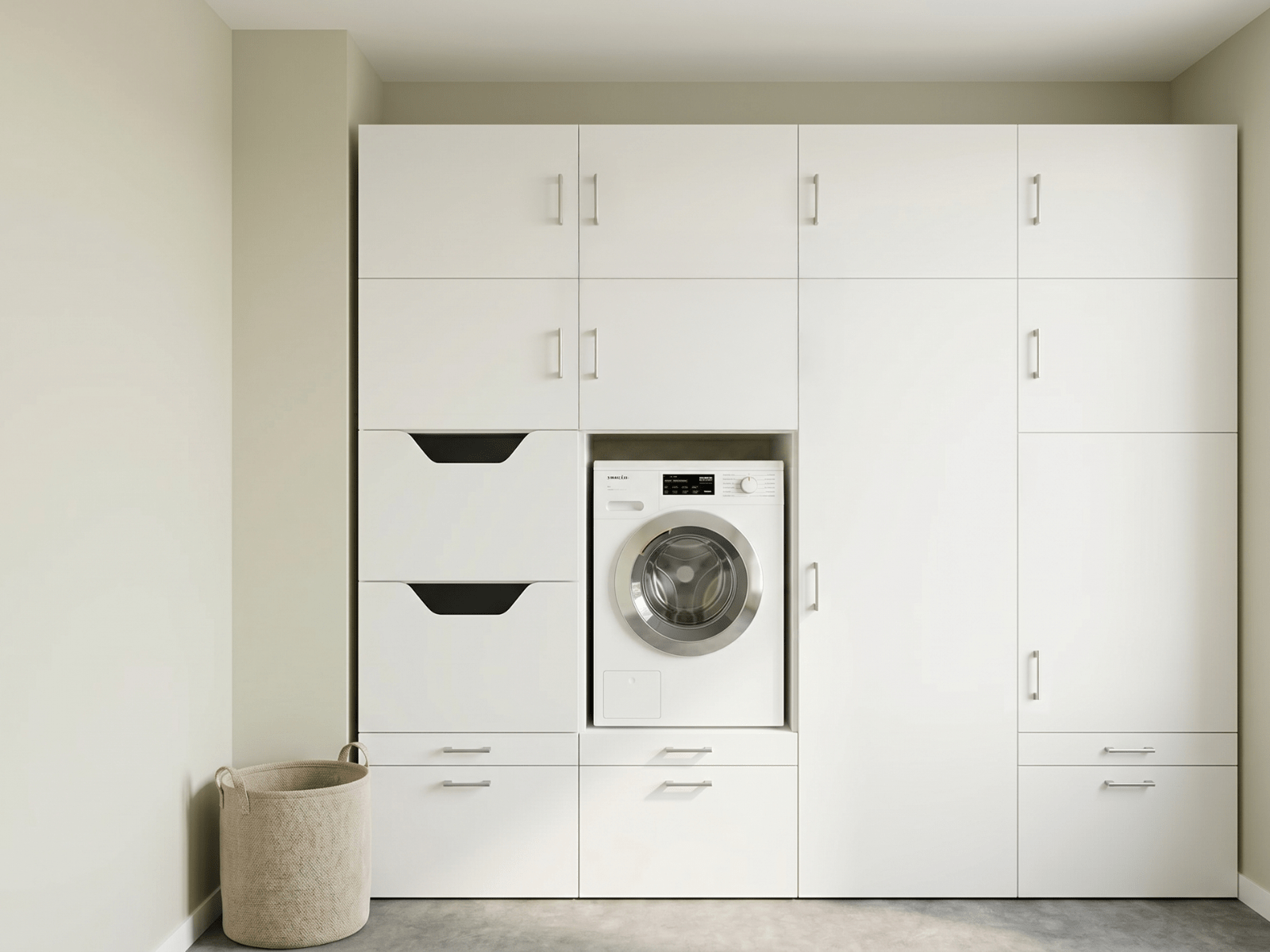 Rangements pratiques pour buanderie autour de la machine à laver