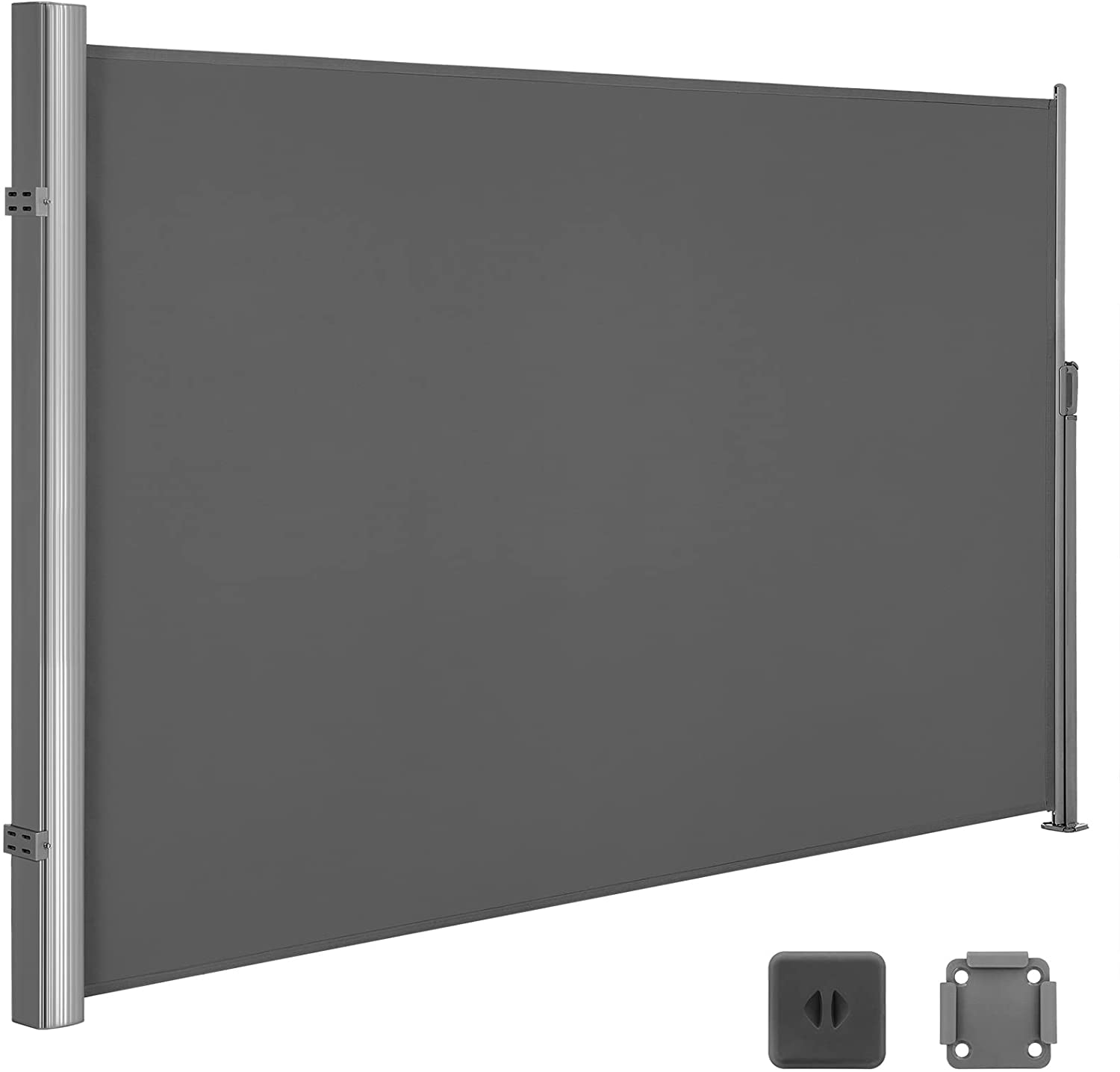 Store latéral - 180x400 cm - brise-vue - protection solaire pour balcon, terrasse, jardin - gris