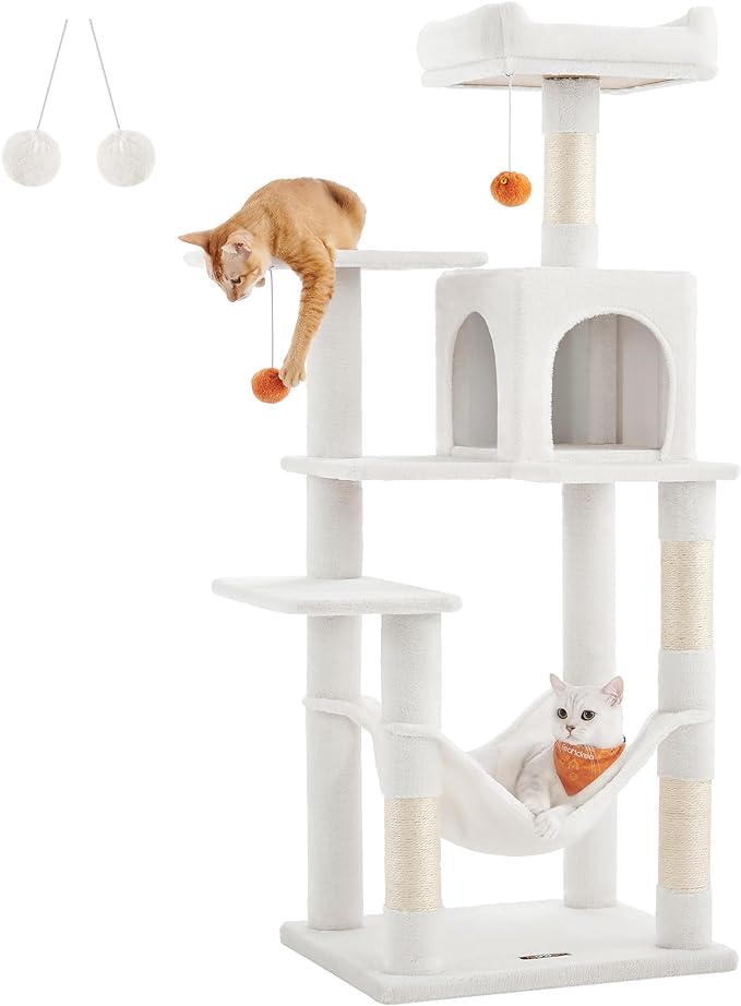 Arbre à chats - avec hamac - 143 cm - blanc