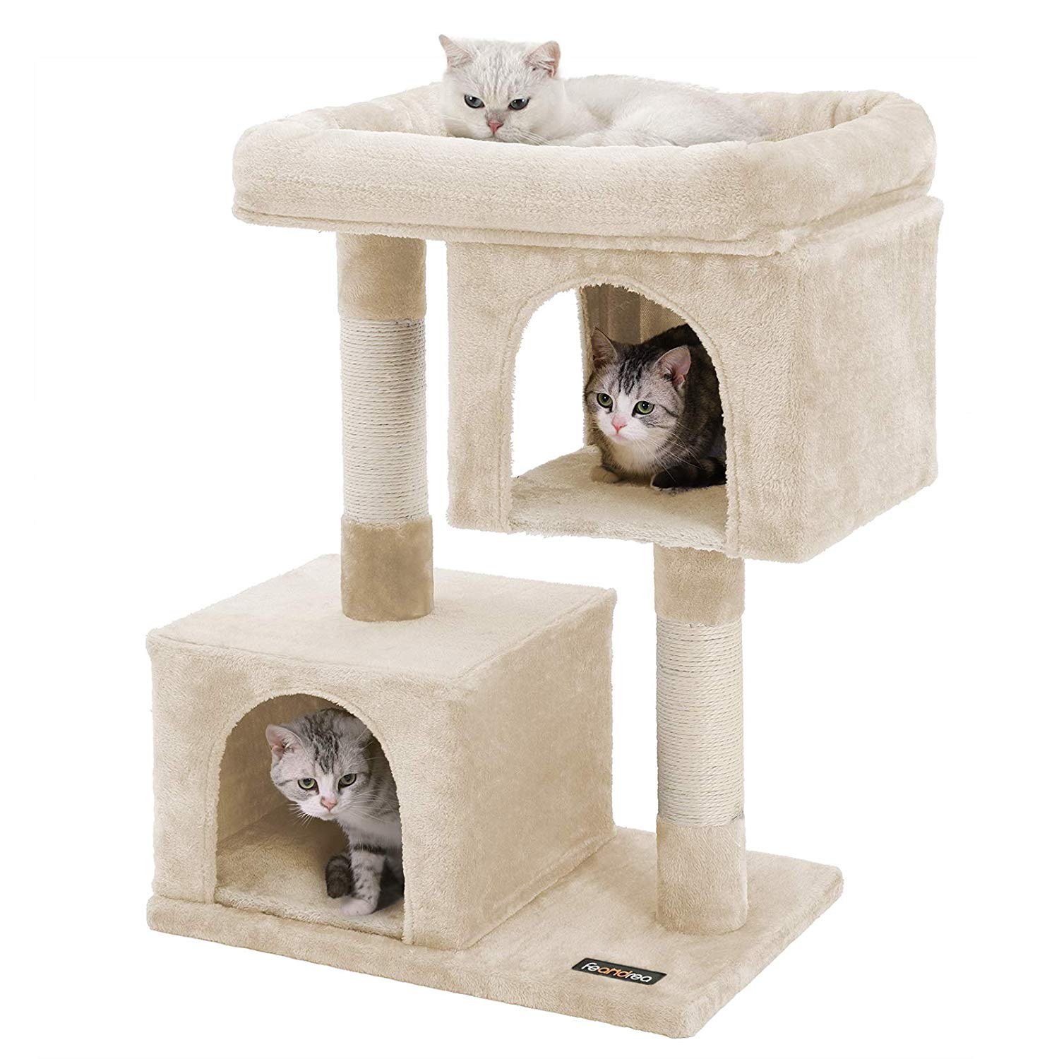 Arbre à chat - avec maison et panier - 60x84x40 cm - beige