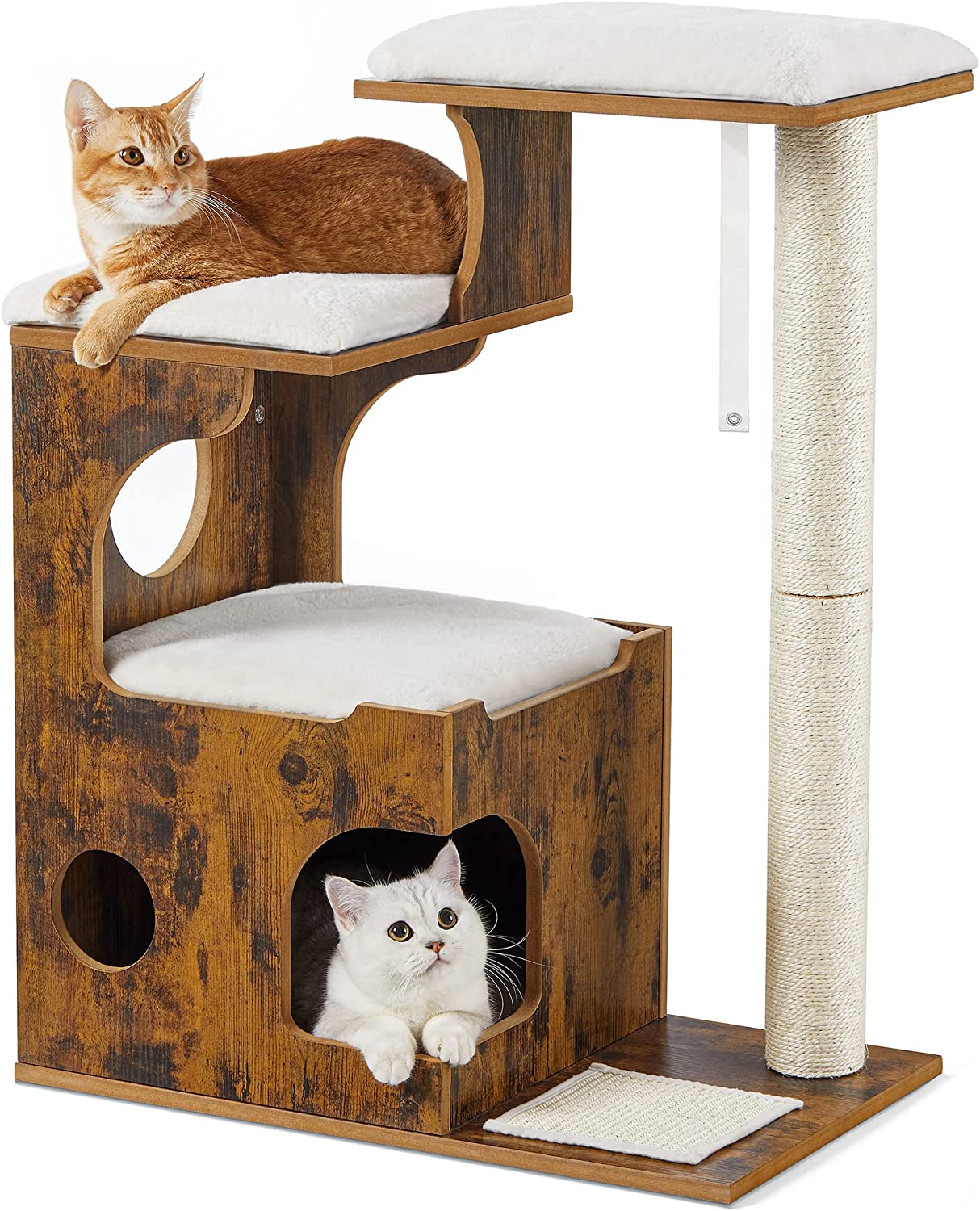 Arbre à chat - pour 1 ou plusieurs chats - 66x88x42 cm - brun vintage