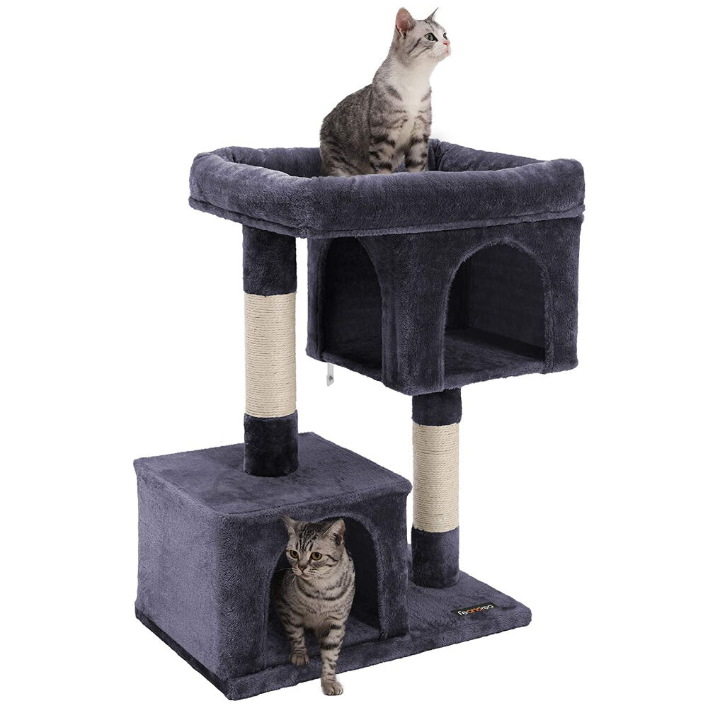 Arbre à chat - avec maison et panier - 60x84x40 cm - gris foncé