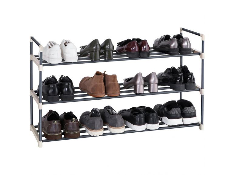 ACAZA Étagère à Chaussures de 3 Niveaux, Porte-Chaussures en Métal pour 15  Paires de Chaussures, 92 x 30 x 54 cm, Noir