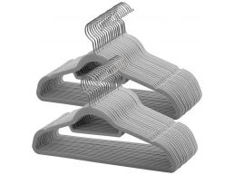 Cintres antidérapants - pliables - crochet rotatif - 50 pièces - gris