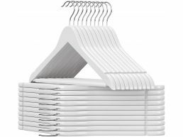 Cintres - crochet rotatif - 20 pièces - bois massif - érable de qualité - blanc