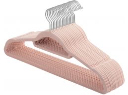 Cintres antidérapants - pliables - crochet rotatif - 20 pièces - rose clair