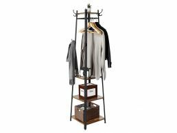 Porte-manteau sur pied - look industriel - 8 crochets - 45x181x45 cm - vintage brun