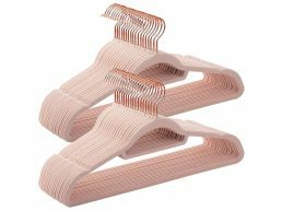 Cintres antidérapants - pliables - crochet rotatif or rosé - 50 pièces - rose