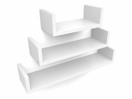 Deuxième chance - Ensemble de 3 étagères modernes II - rectangulaires - 60x10x15 cm - blanc