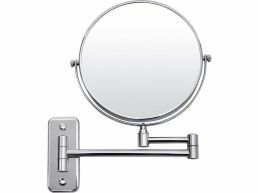 Miroir grossissant x 10 de maquillage - Ø 20 cm - gris argenté