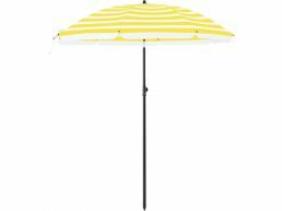 Parasol droit - Ø 160 cm - octogonal - inclinable - avec sac de transport - jaune/blanc