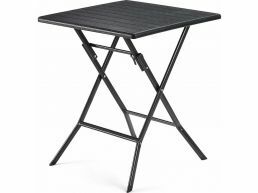Table carrée - pour l'extérieur - aspect bois - 62x62x73 cm - noir