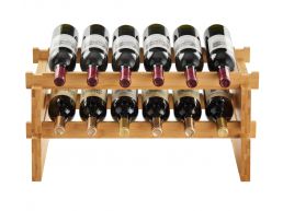 Bambou casier à vin - pour 12 bouteilles - empilable - 2 niveaux - 59,7x28,6x29,2 cm - bambou