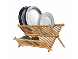 Égouttoir à vaisselle - pliable - séchoir à vaisselle - 45x33x25,5 cm - bambou