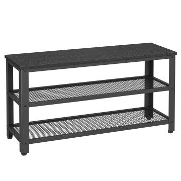 Étagère à chaussures - banc à chaussures - 90 x 30 x 45 cm - design industriel - métal et bois - noir