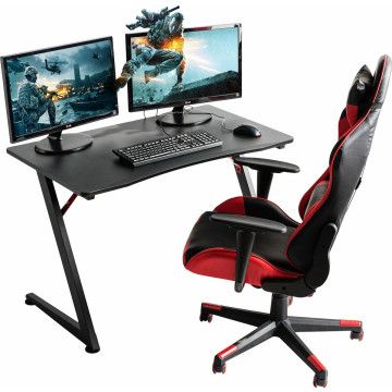 Bureau gamer - pieds métallique - 108x70x60 cm - noir