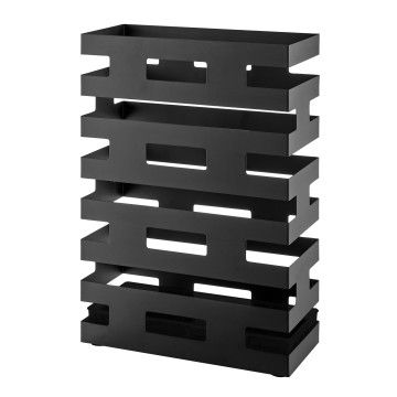 Bac à parapluie métallique design - rectangulaire - avec réservoir d'eau - noir