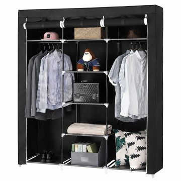 Grande armoire XXL - tissu et métal - 150x175x45 cm - noir