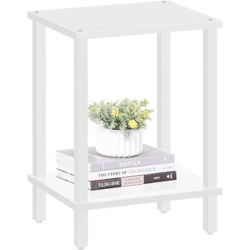 Table d'appoint - table de chevet - petite table basse - industrielle - blanc - 55x38x30 cm - table de banc