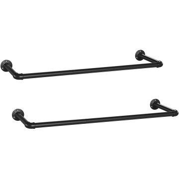 Penderie en lot de 2, support mural, support à vêtements, design industriel, peu encombrant, capacité jusqu'à 50 kg, installation facile, pour les petits espaces, noir