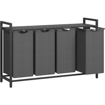 Panier à linge - trieur de linge - 4 compartiments - gris - paniers à linge - trieur de linge 4 compartiments