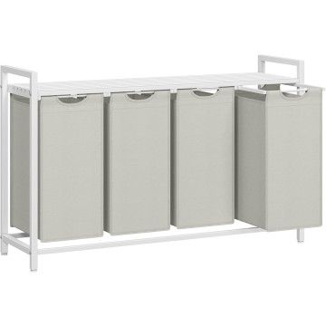 Panier à linge - trieur de linge - 4 compartiments - blanc - paniers à linge - trieur de linge 4 compartiments