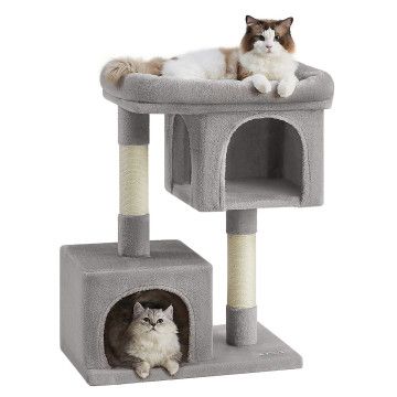 Arbre à chat - avec maison et panier - 60x84x40 cm - gris clair