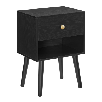 Table de nuit – table de chevet noire – table de chevet – 55 x 39 x 28 cm – table de nuit avec tiroir – noir