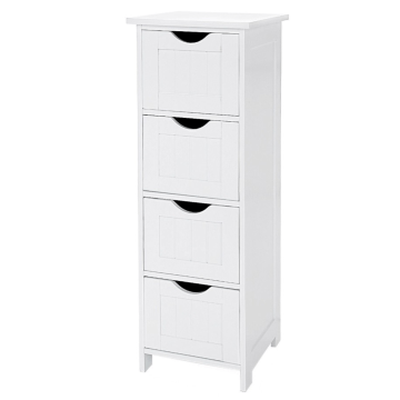 Commode - salle de bain - 4 compartiments - 30x82x30 cm - blanc