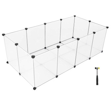 Cage métallique - pour cochon d'Inde, lapin, chiot - 143x46x73 cm - transparent