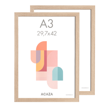 Set de 2 cadres photo – format A3 – cadres en bois MDF – chêne clair