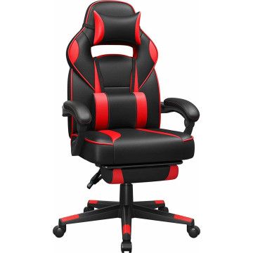 Chaise d'ordinateur - chaise gamer pour jour/bureau/travail à domicile - robuste - cuir artificiel - rouge