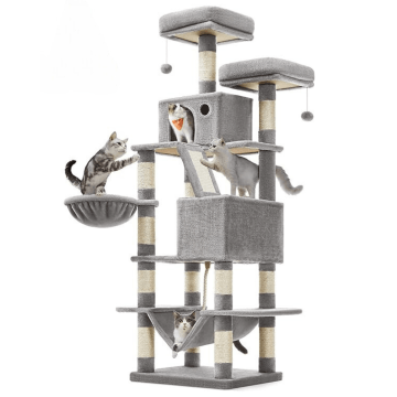 Griffoir - griffoir pour grands chats - 168 cm de hauteur - gris clair