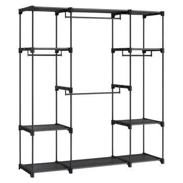 Armoire à vêtements – penderie ouverte – portant à vêtements – 151 x 43 x 166 cm – métal avec tissu – noir