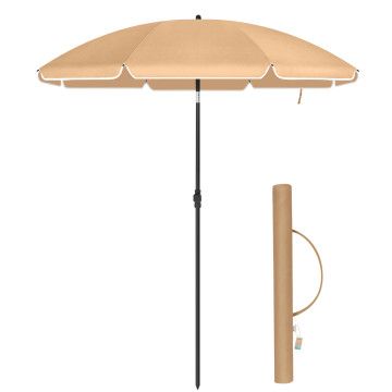 Parasol droit - Ø 160 cm - octogonal - inclinable - avec sac de transport - taupe