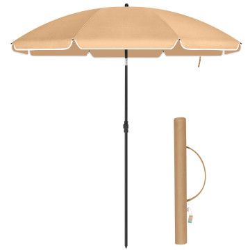 Parasol - Ø 200 cm - octogonal - inclinable - avec sac de transport - taupe