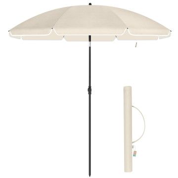 Parasol - Ø 200 cm - octogonal - inclinable - avec sac de transport - beige
