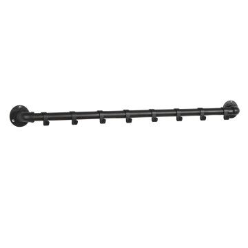 Porte-manteau mural - rail suspension - 8 crochets - noir