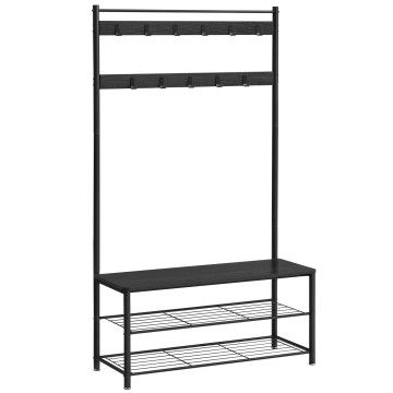 Garde-robe - look industriel - 11 patères - 85x175x32 cm - noir