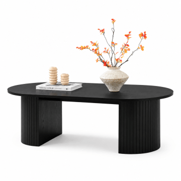 Table basse – table basse ronde de luxe – noir – 120 x 59 x 37,5 cm (L x l x H) – bois