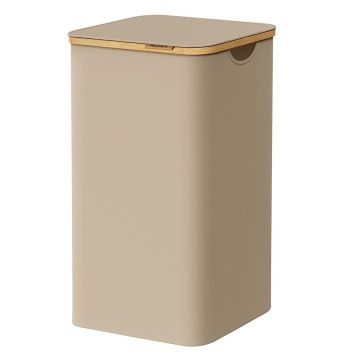 Panier à linge avec couvercle – 90 L – bambou – 42 x 33 x 70,5 cm – sable