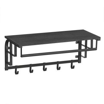 Porte-manteau mural - vintage - 5 crochets - 66x27x30 cm - noir
