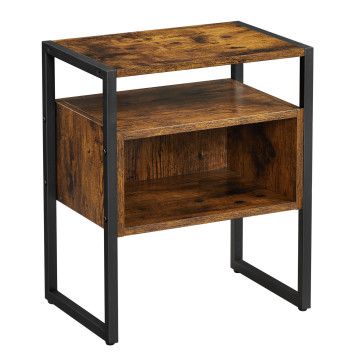 Table de chevet - avec tablette - 44x53x30 cm - brun vintage