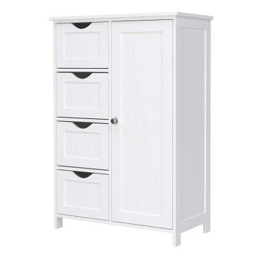 Meuble de rangement - 4 tiroirs et 1 porte - 55x81x30 cm - blanc