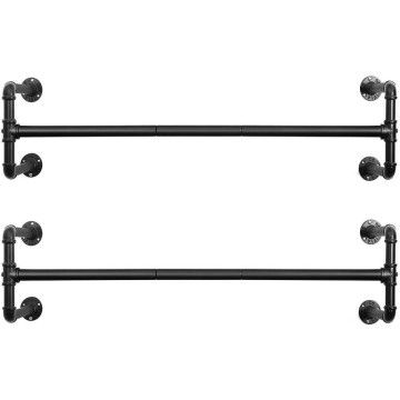 Lot de 2 rails de suspension - look industriel - noir