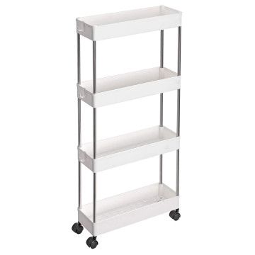 Chariot de rangement - 4 niveaux - 40x86x12,5 cm - blanc