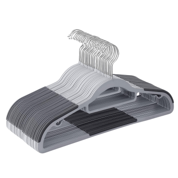 Cintres en plastique - antidérapant - crochet rotatif - 20 pièces - gris