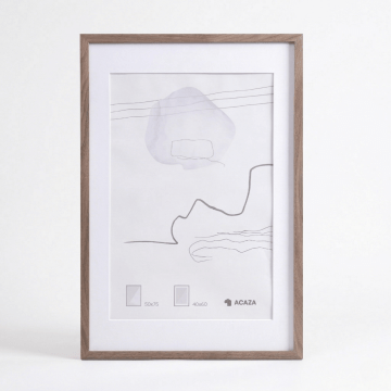 Cadre photo - encadrement photo - cadre photo premium en bois plaqué - 50x75 cm - chêne fumé - passe-partout - 40x60 cm