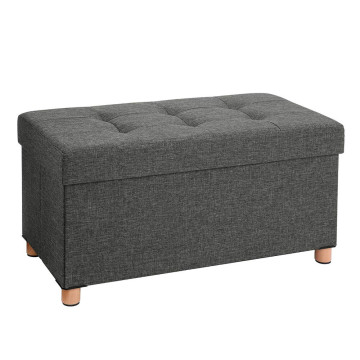 Pouf - pliable - avec pieds - tissu - 76 cm - gris foncé