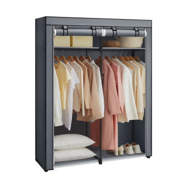 Armoire - pliable - tissu - 140x174x43 cm - gris